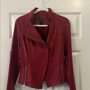 Women's Red Faux Leather Jacket